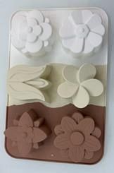 MOLDE SILICONA PARA 6 MASITAS FORMA FLORES
