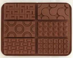 MOLDE SILICONA PARA CHOCOLATE 6 FORMAS TRAMAS